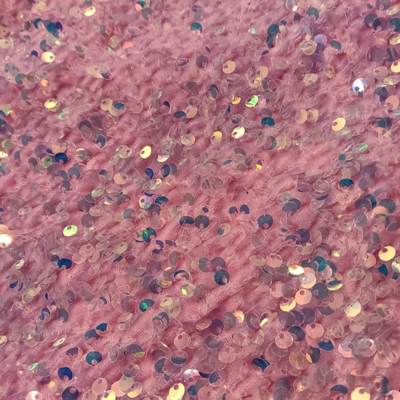 Lucy in the Sky Iridescent Pink Crystal Sequin Bodycon Mini Dress - Picture 5 of 12